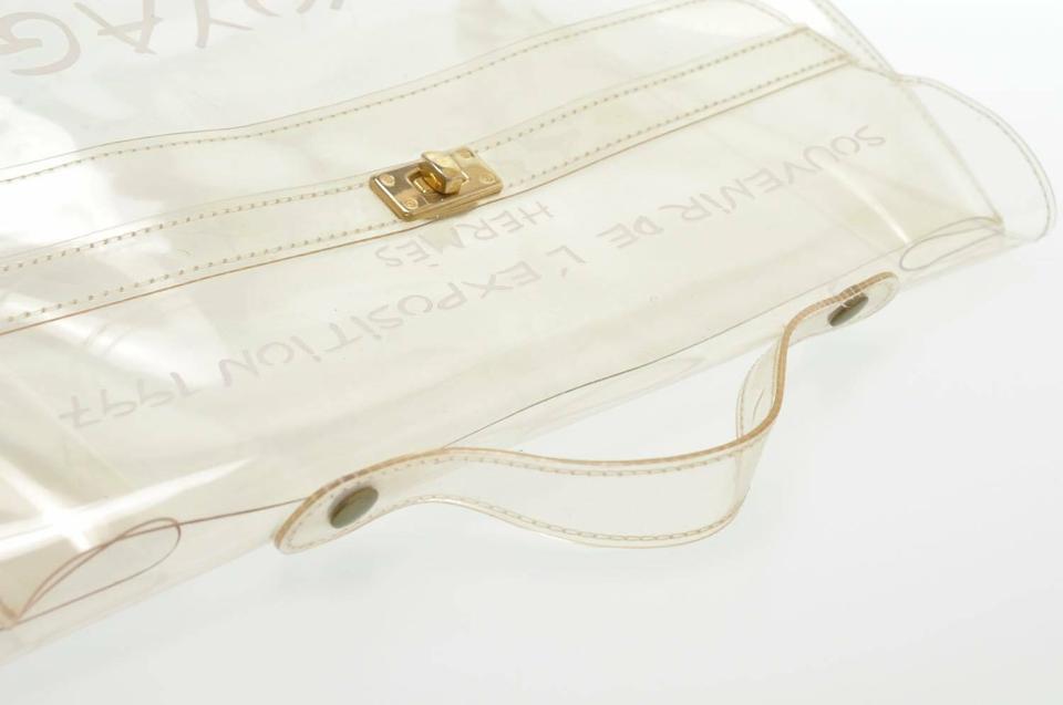 Hermes Kelly L Vinyl Hand Beach Souvenir De L'exposition 1997 White Pvc Satchel