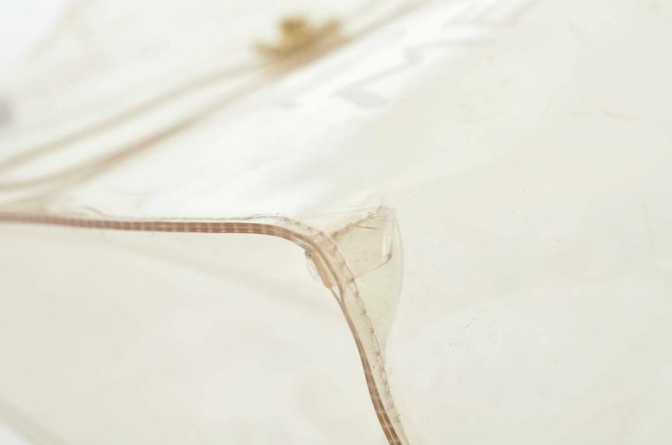 Hermes Kelly L Vinyl Hand Beach Souvenir De L'exposition 1997 White Pvc Satchel