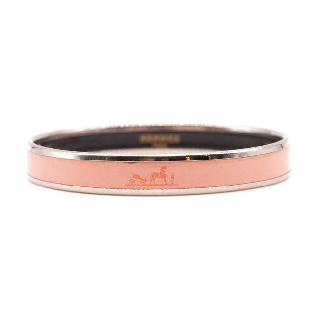 Hermes Pink Enamel Printed Caleche Narrow Florida Rose Petale Bracelet