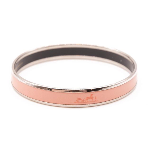 Hermes Pink Enamel Printed Caleche Narrow Florida Rose Petale Bracelet