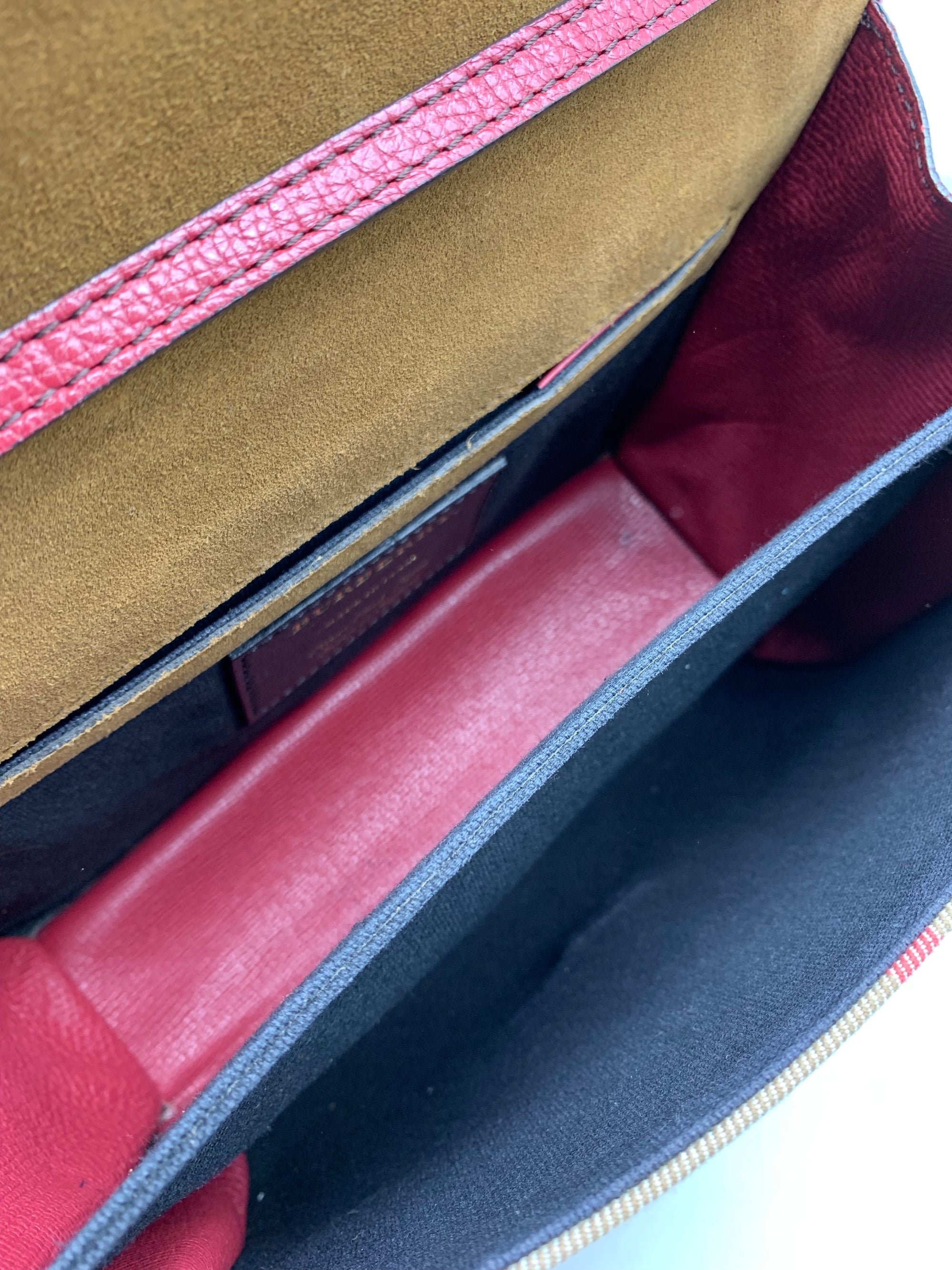 Burberry Small Macken House Check Red Leather Cross Body Bag