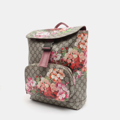 Gucci GG Supreme Monogram Blooms Medium Single Buckle Backpack Beige Multicolor Dry Rose