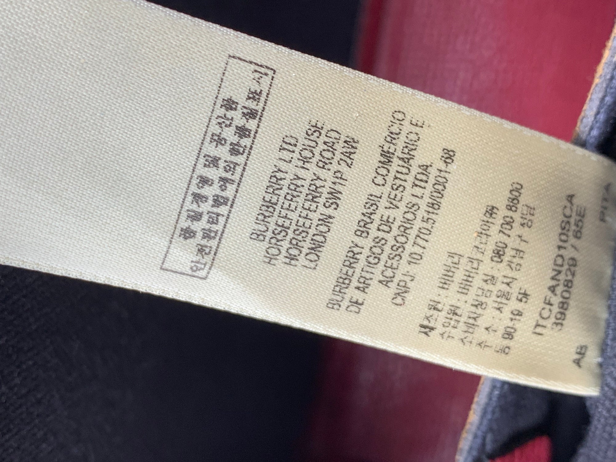 Burberry Small Macken House Check Red Leather Cross Body Bag