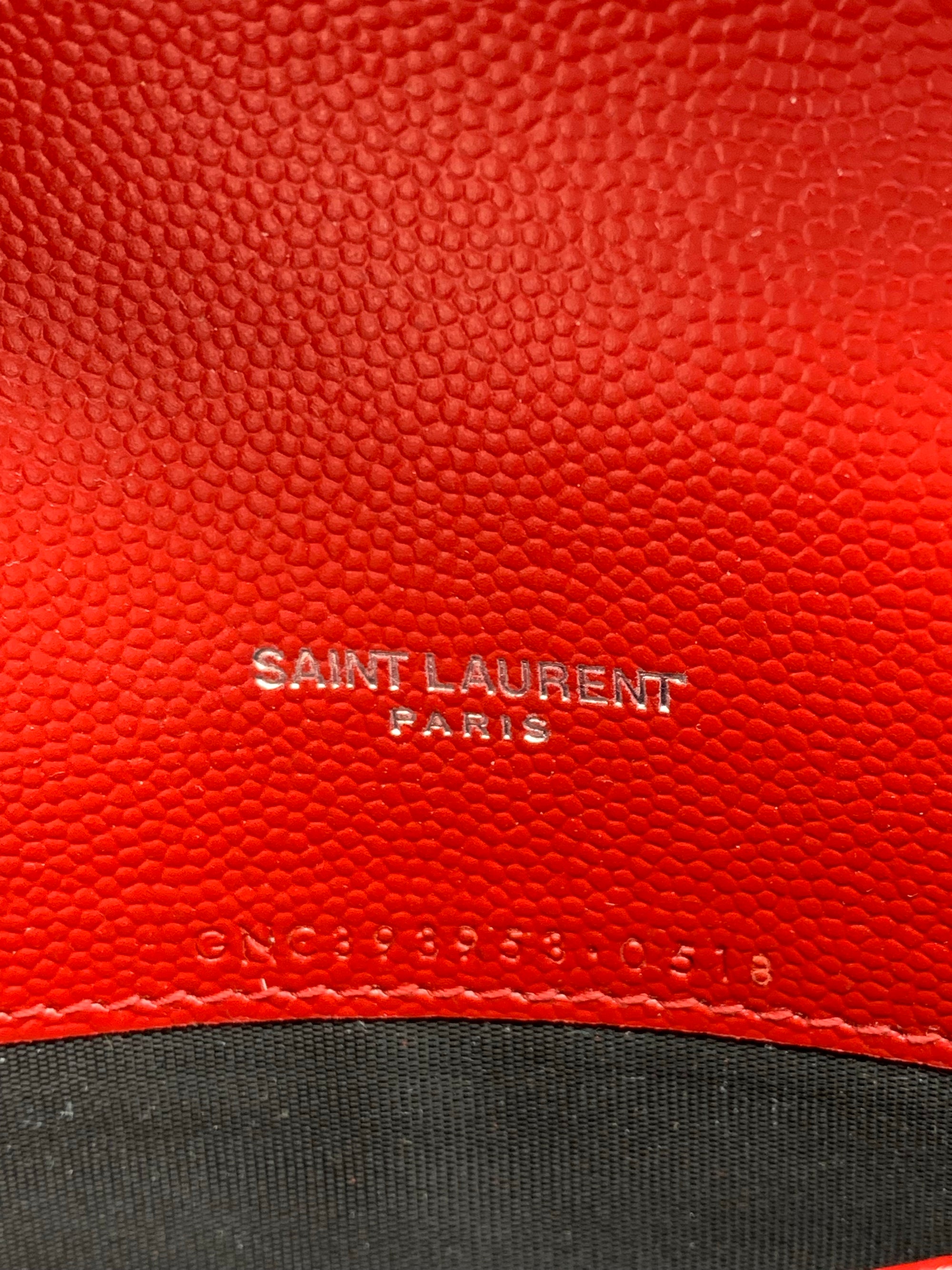 Saint Laurent Chain Wallet Monogram Small Red Leather Cross Body Bag