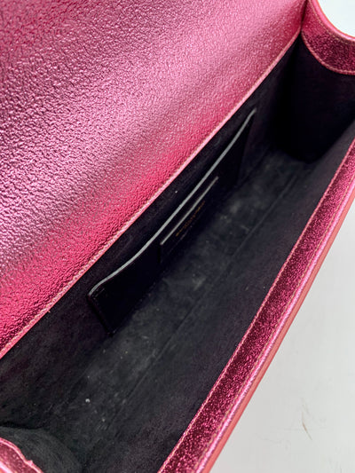 Saint Laurent Monogram Kate Cassandre Pink Leather Clutch