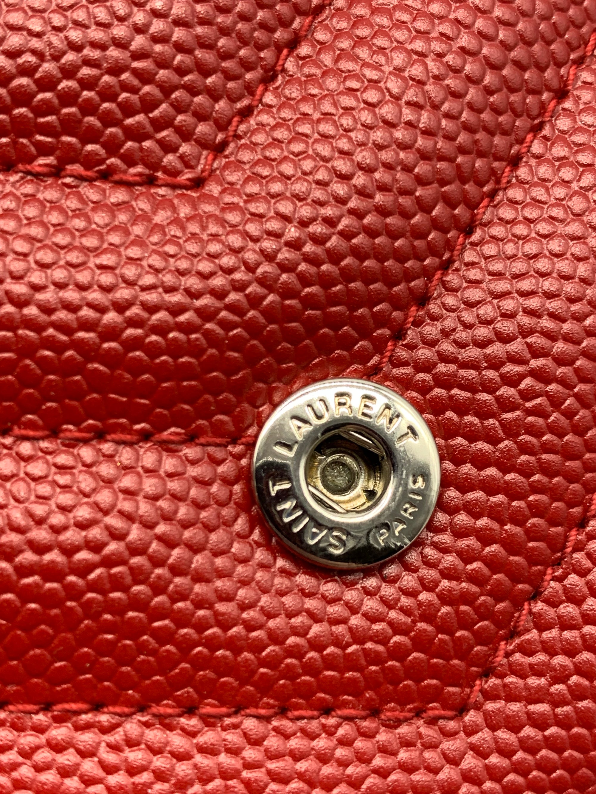 Saint Laurent Chain Wallet Monogram Small Red Leather Cross Body Bag