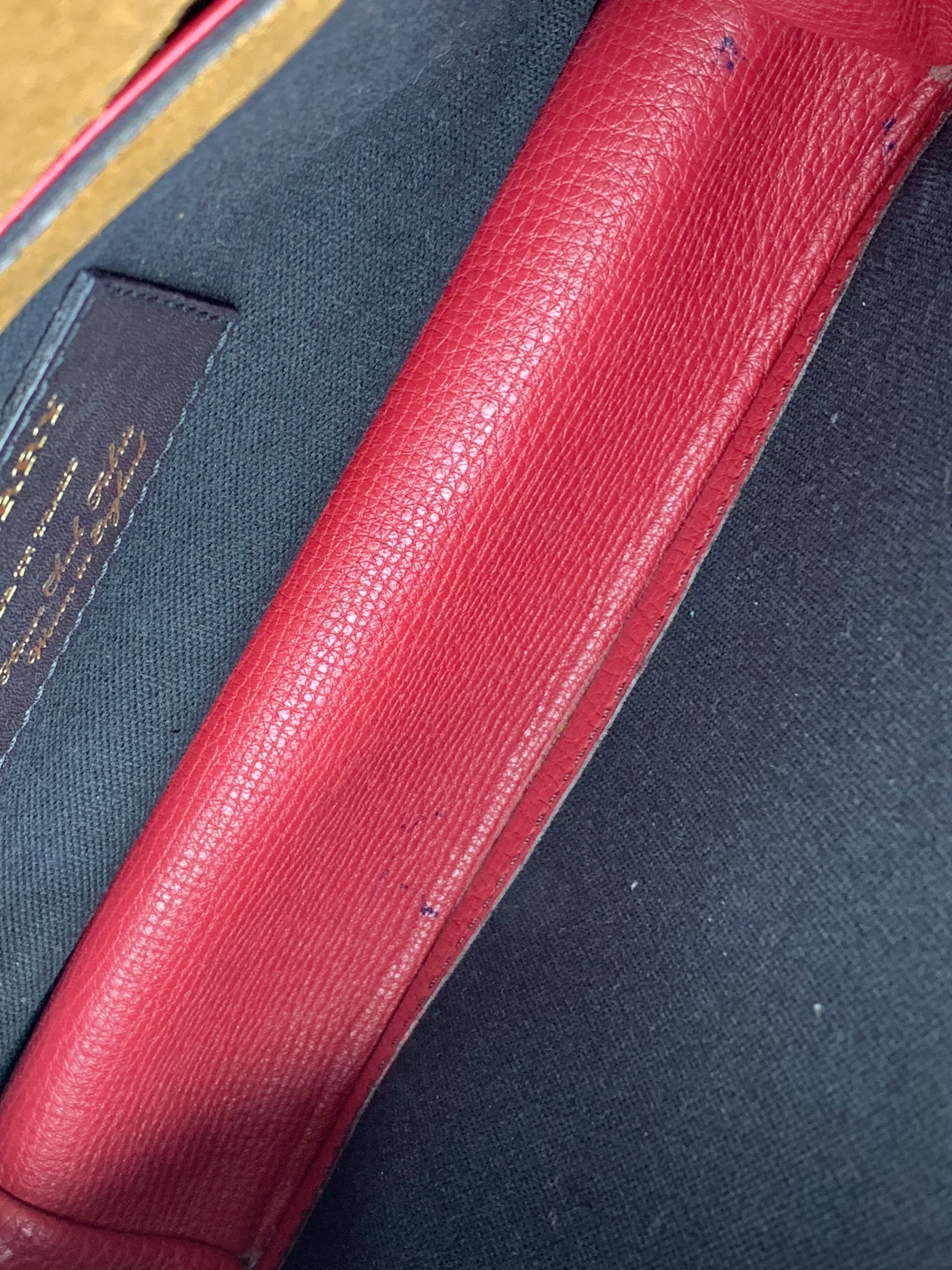 Burberry Small Macken House Check Red Leather Cross Body Bag