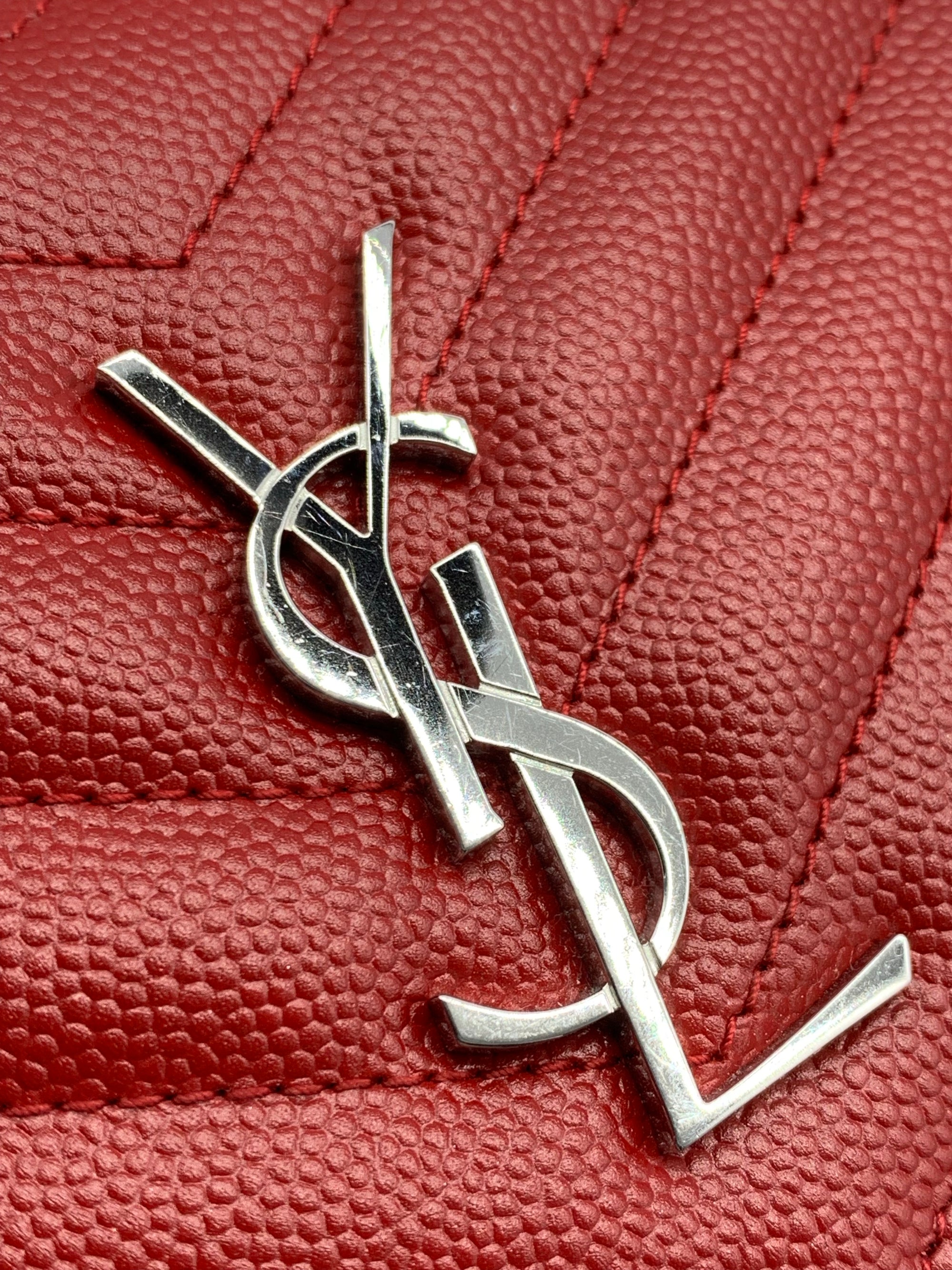 Saint Laurent Chain Wallet Monogram Small Red Leather Cross Body Bag
