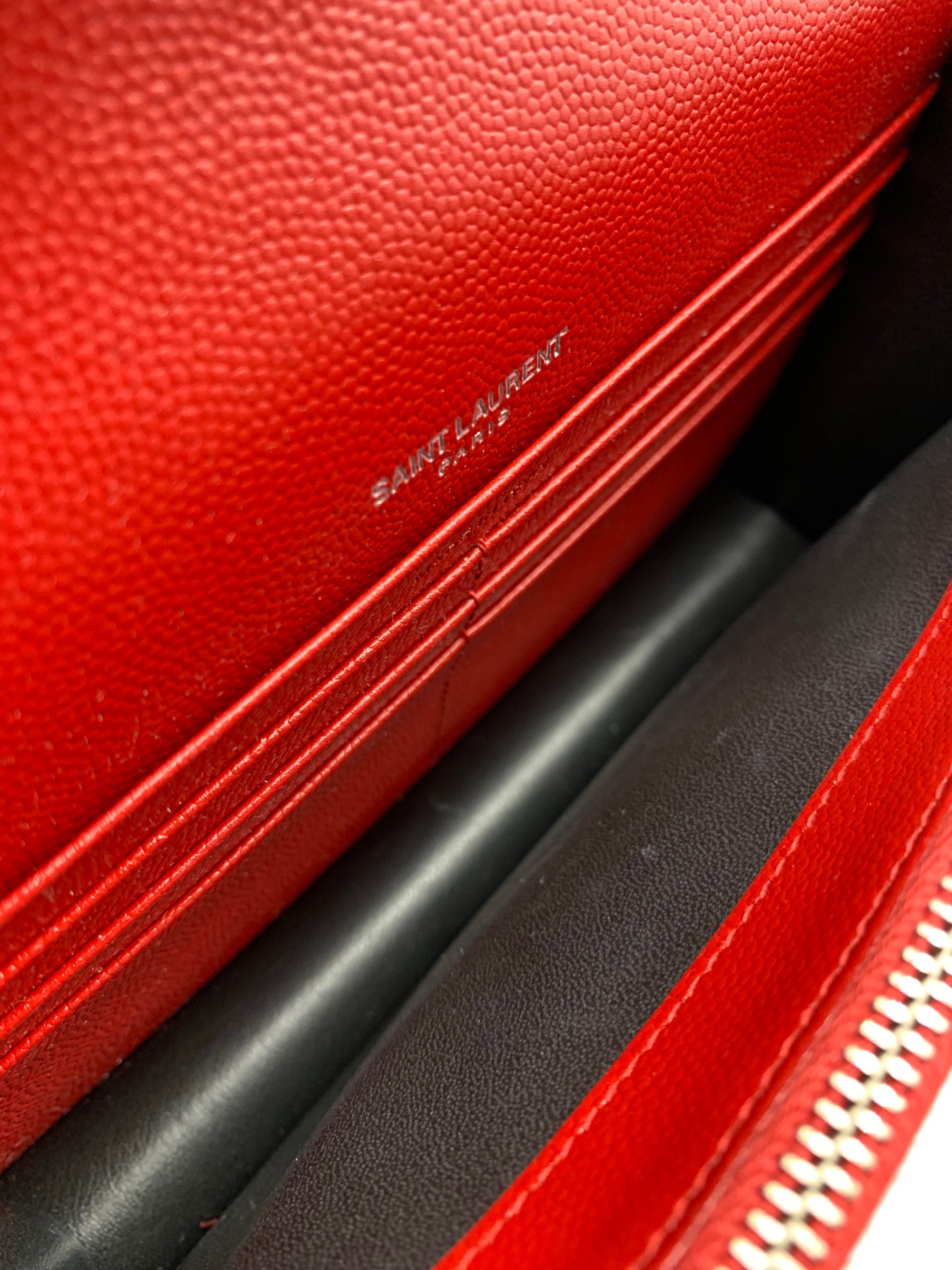 Saint Laurent Chain Wallet Monogram Small Red Leather Cross Body Bag