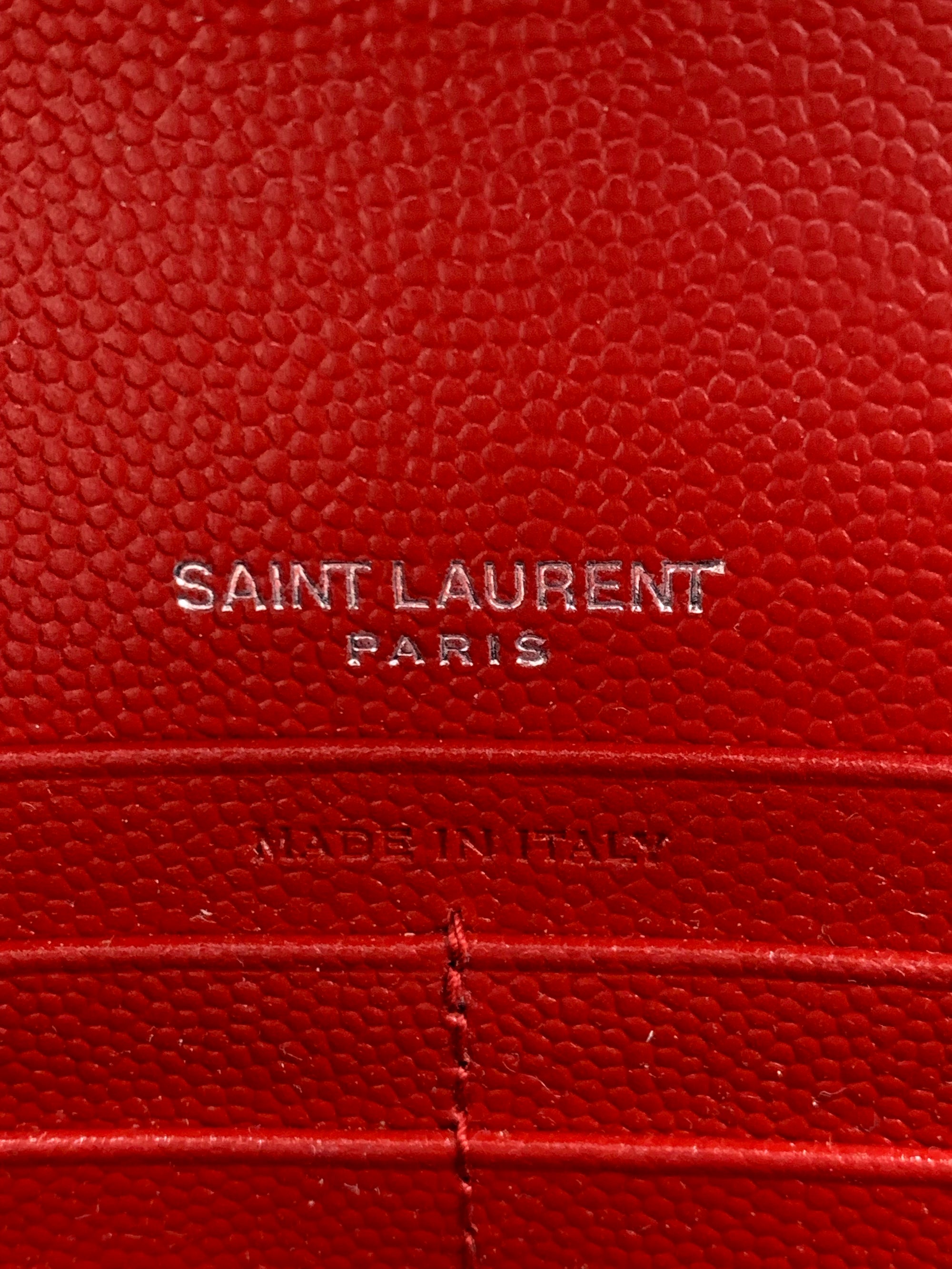 Saint Laurent Chain Wallet Monogram Small Red Leather Cross Body Bag
