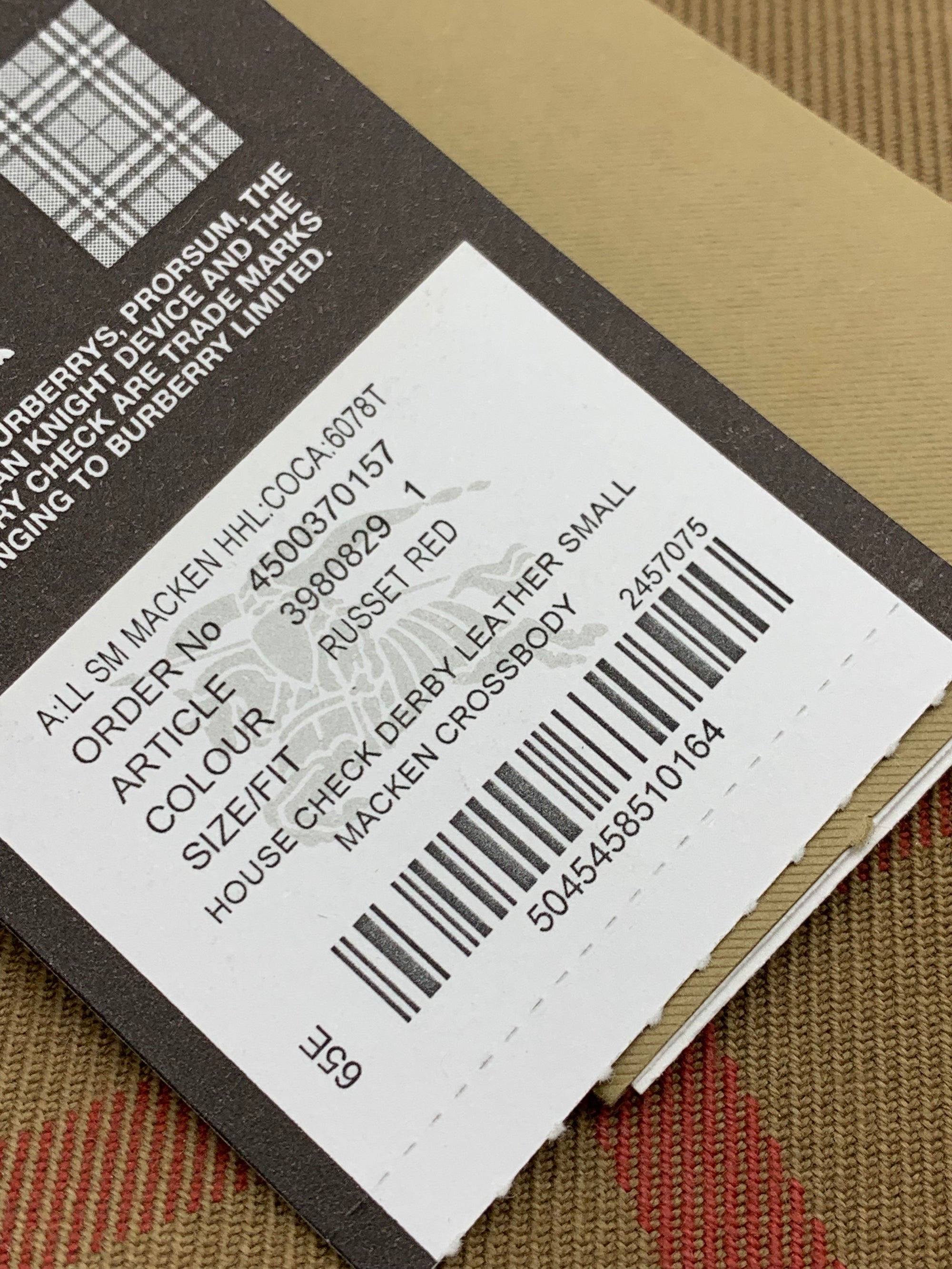 Burberry Small Macken House Check Red Leather Cross Body Bag