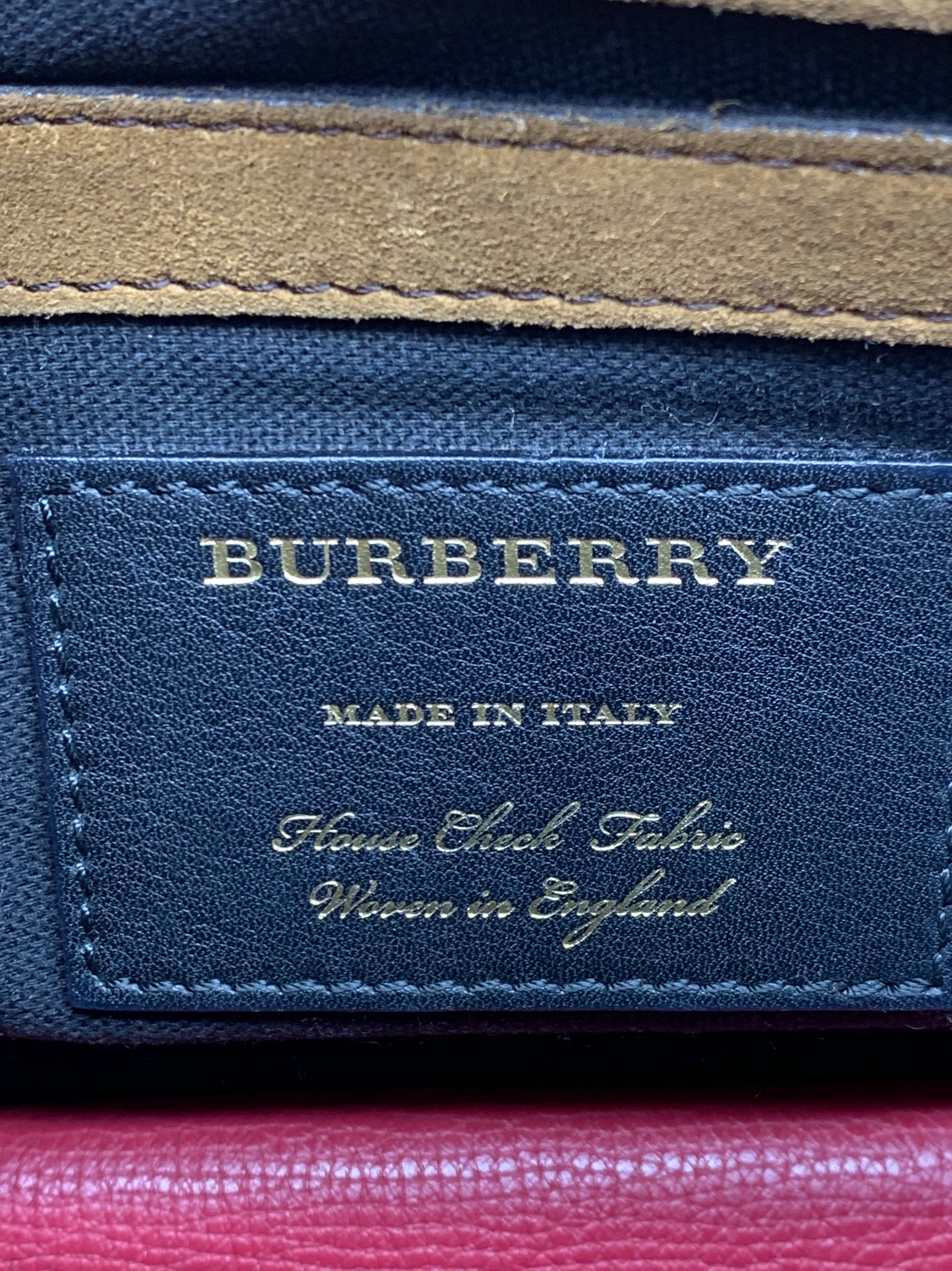 Burberry Small Macken House Check Red Leather Cross Body Bag