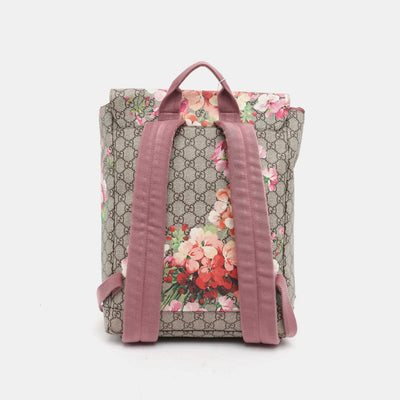Gucci GG Supreme Monogram Blooms Medium Single Buckle Backpack Beige Multicolor Dry Rose