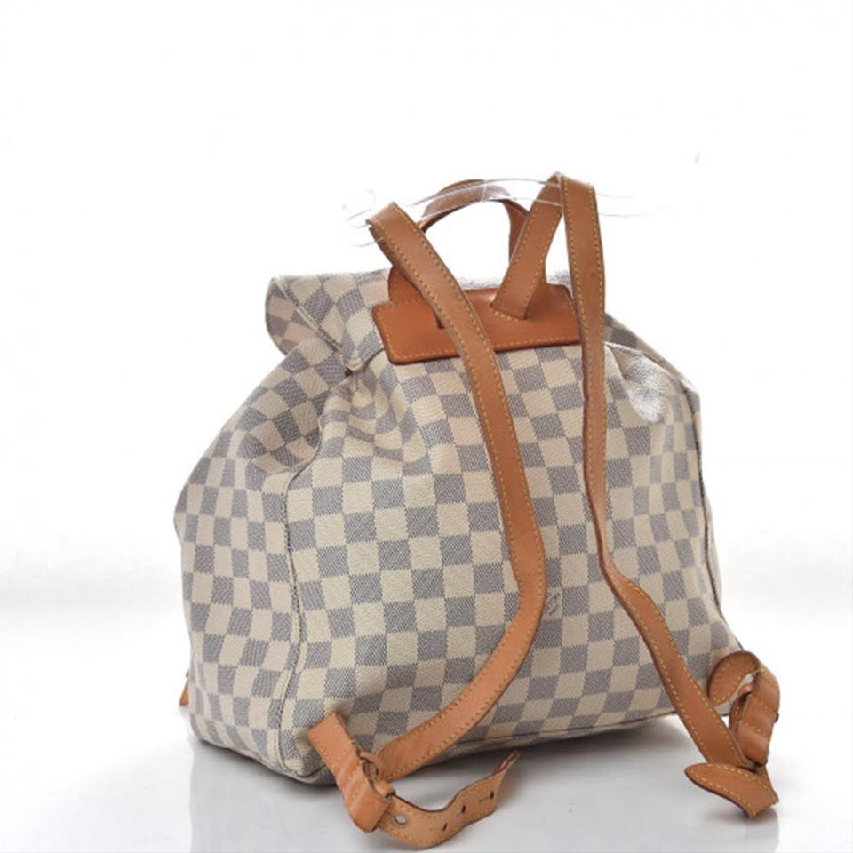 louis vuitton backpack women white Louis Vuitton Backpack Sperone Damier Azur White Canvas Tote