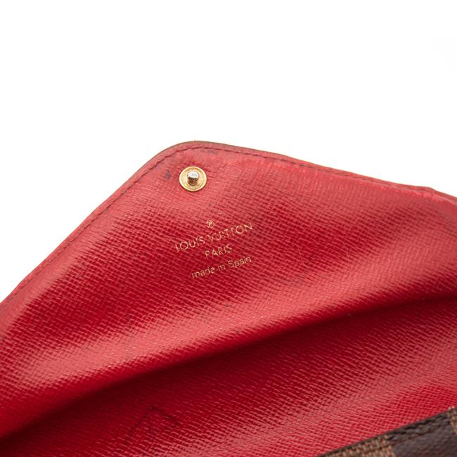Louis Vuitton Damier Ebene Emilie Red Snap Wallet