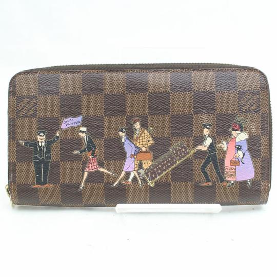 Louis Vuitton Brown Zippy Illustre Damier Ebene Violette Wallet