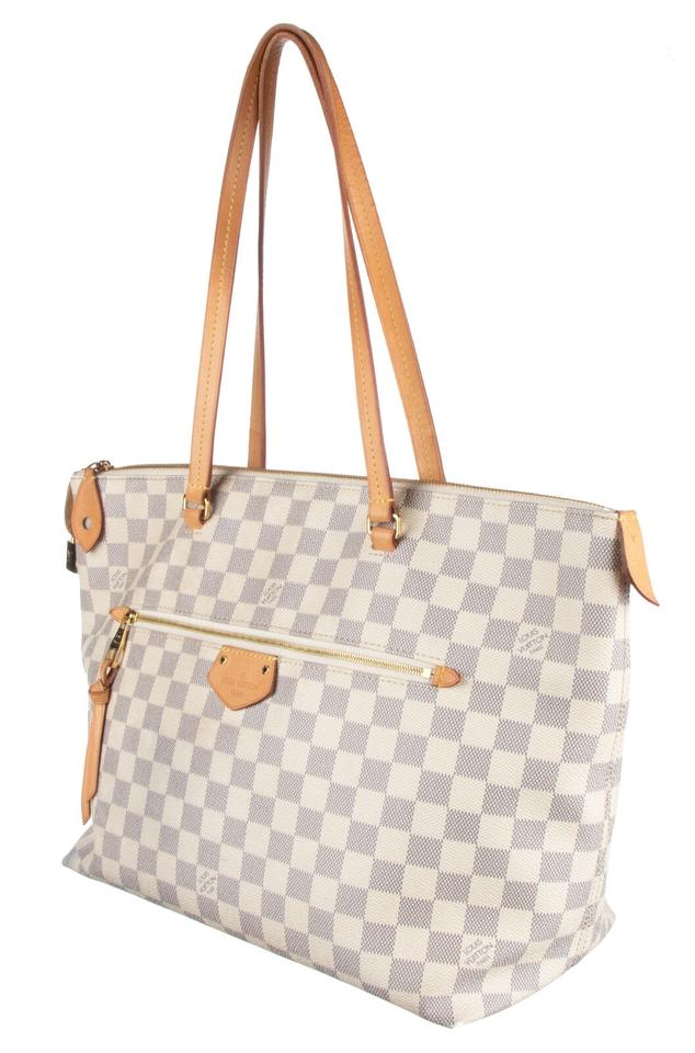 Louis Vuitton Damier Azur Iena Mm White Canvas Tote Rose Ballerine