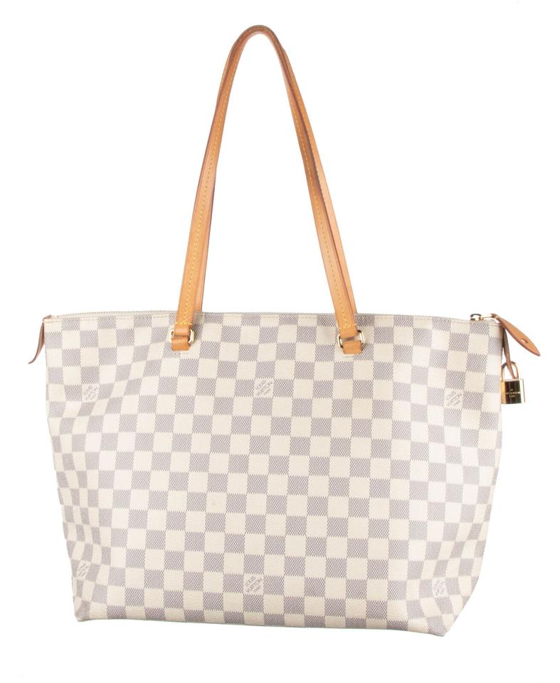 Louis Vuitton Damier Azur Iena Mm White Canvas Tote Rose Ballerine