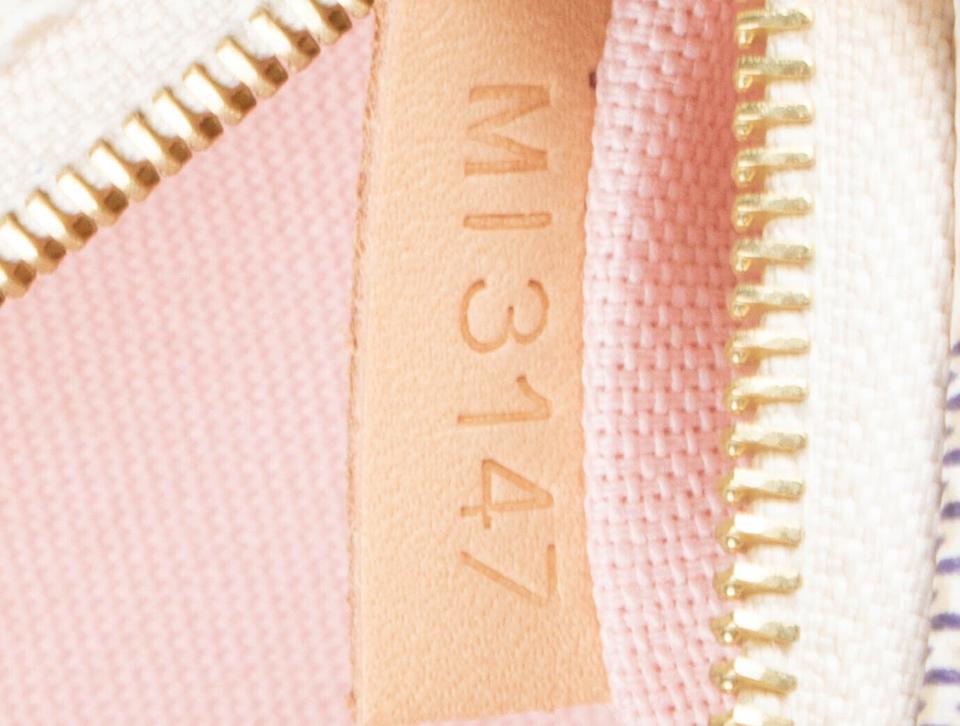 Louis Vuitton Damier Azur Iena Mm White Canvas Tote Rose Ballerine