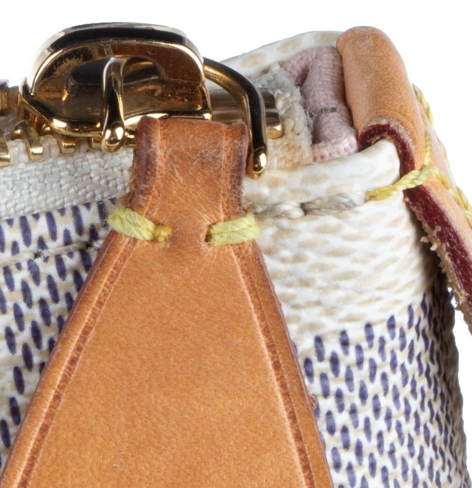 Louis Vuitton Damier Azur Iena Mm White Canvas Tote Rose Ballerine