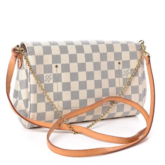 Louis Vuitton Favorite Damier Azur Mm White Canvas Shoulder Bag