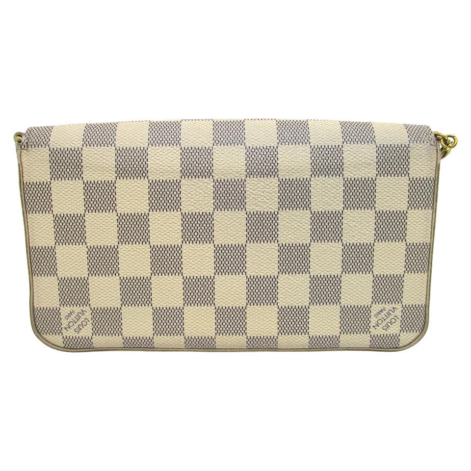 Louis Vuitton Felicie Damier Azur Rose Ballerine Chain White Coated Canvas Cross Body Bag