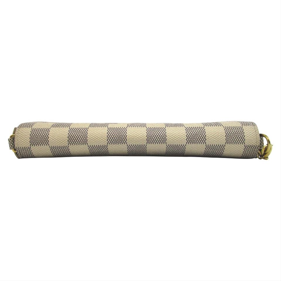 Louis Vuitton Felicie Damier Azur Rose Ballerine Chain White Coated Canvas Cross Body Bag