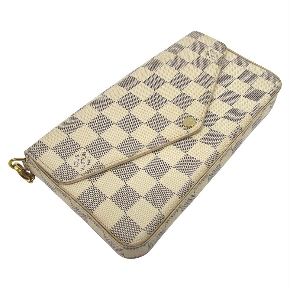 Louis Vuitton Felicie Damier Azur Rose Ballerine Chain White Coated Canvas Cross Body Bag