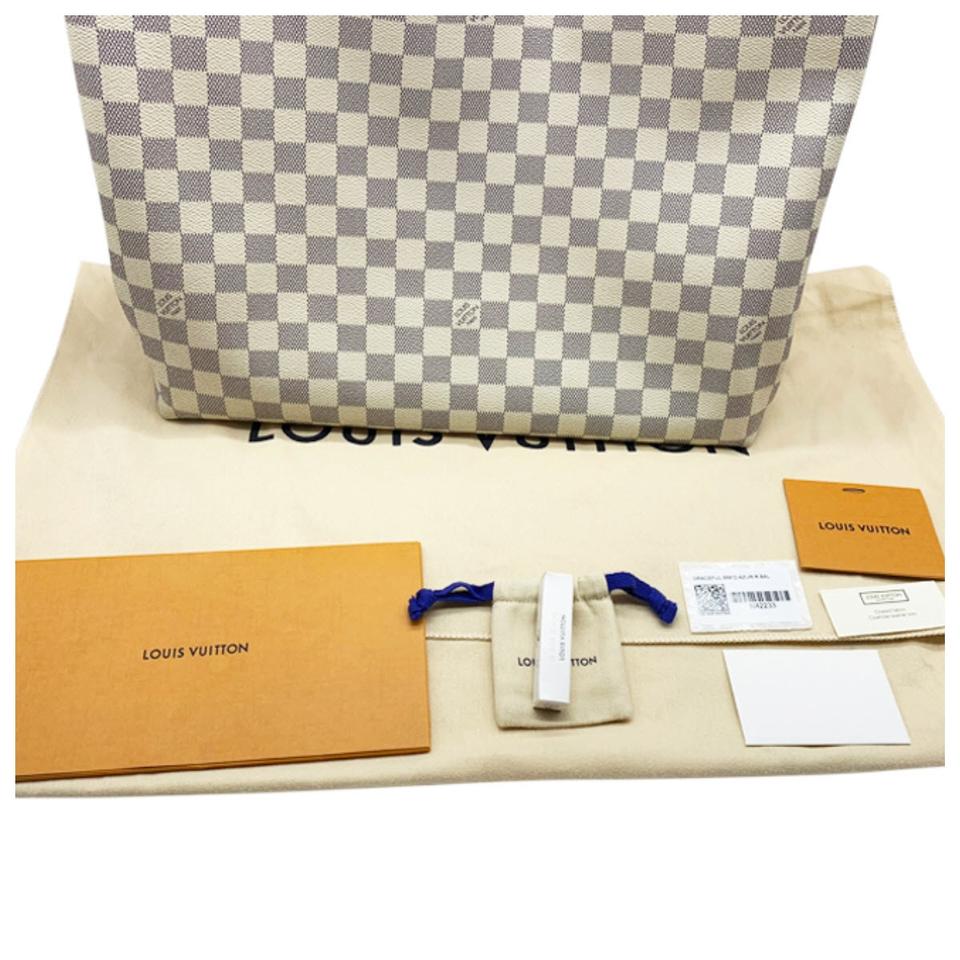 Louis Vuitton Graceful Mm Rose Ballerine Pink Interior White Damier Azur Canvas Hobo Bag