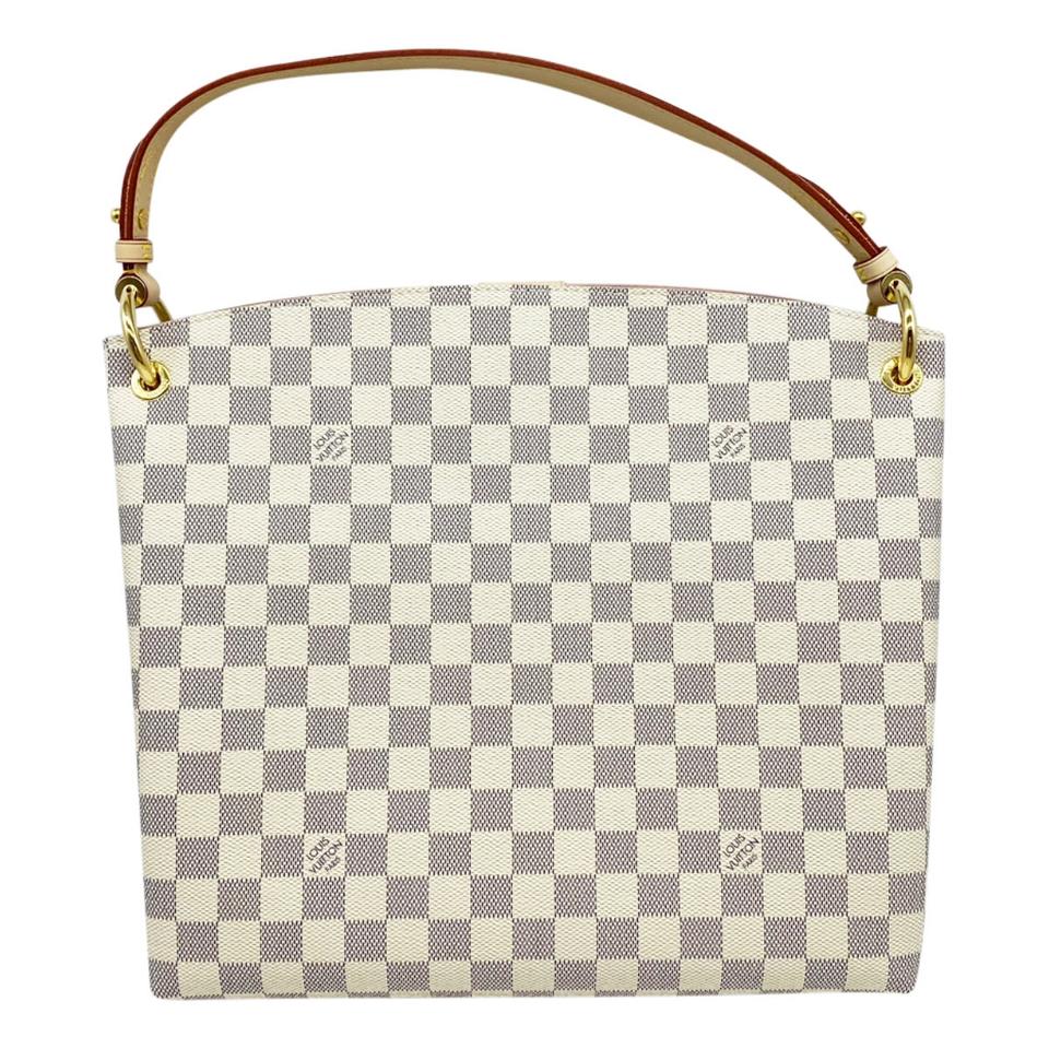 Louis Vuitton Graceful Pm Rose Ballerine Tote White Damier Azur Canvas Shoulder Bag