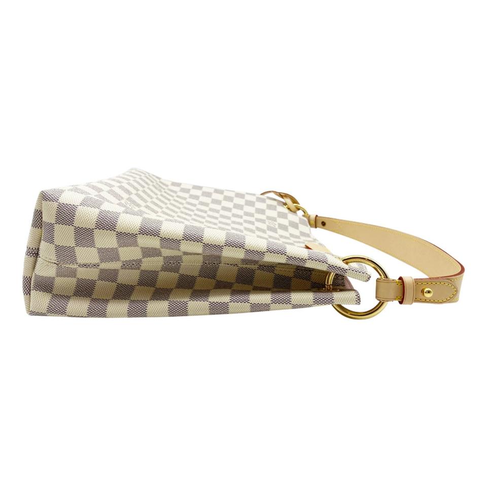Louis Vuitton Graceful Pm Rose Ballerine Tote White Damier Azur Canvas Shoulder Bag
