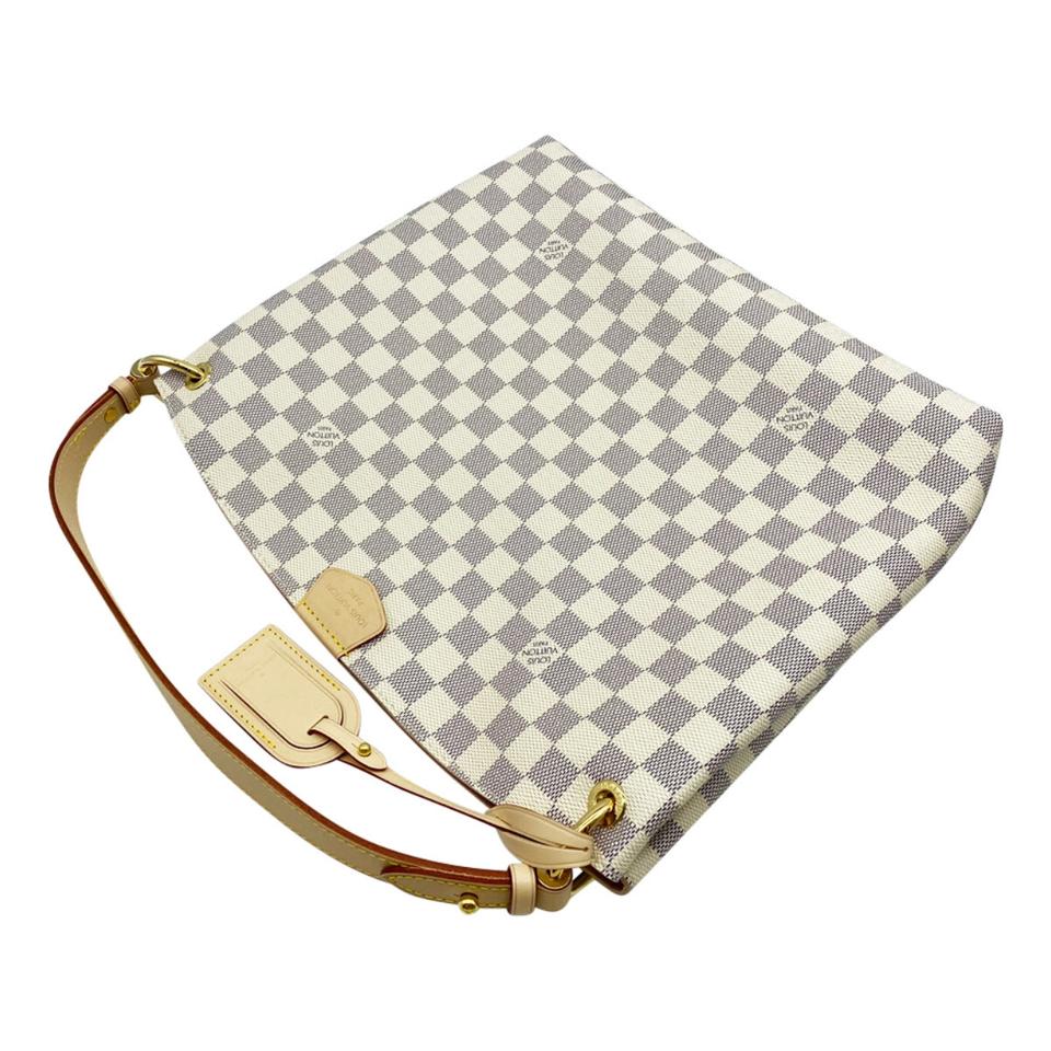 Louis Vuitton Graceful Pm Rose Ballerine Tote White Damier Azur Canvas Shoulder Bag