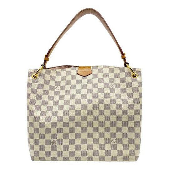 Louis Vuitton Graceful Pm Rose Ballerine White Damier Azur Canvas Hobo Bag