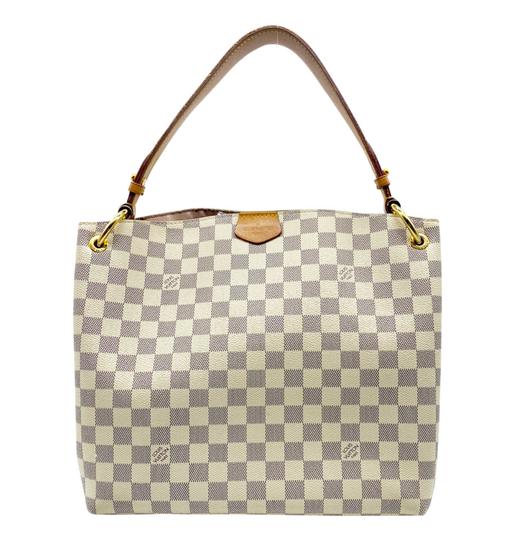 Louis Vuitton Graceful Pm Rose Ballerine White Damier Azur Canvas Hobo Bag