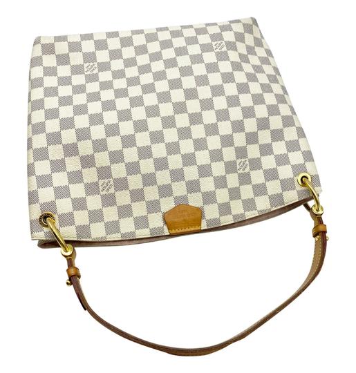 Louis Vuitton Graceful Pm Rose Ballerine White Damier Azur Canvas Hobo Bag