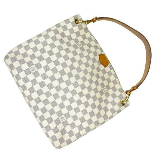 Louis Vuitton Graceful Pm Rose Ballerine White Damier Azur Canvas Hobo Bag