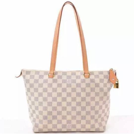 Louis Vuitton Iena Pm Rose Ballerine White Damier Azur Canvas Tote