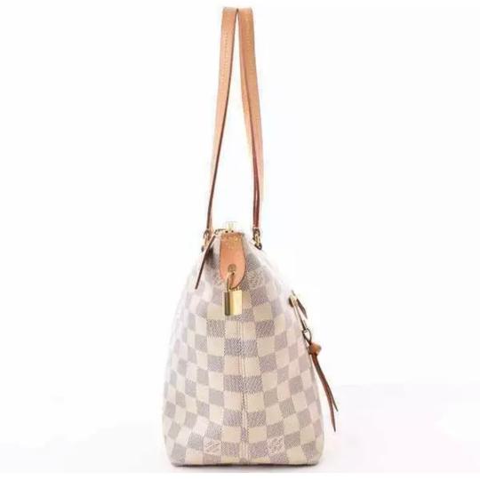 Louis Vuitton Iena Pm Rose Ballerine White Damier Azur Canvas Tote