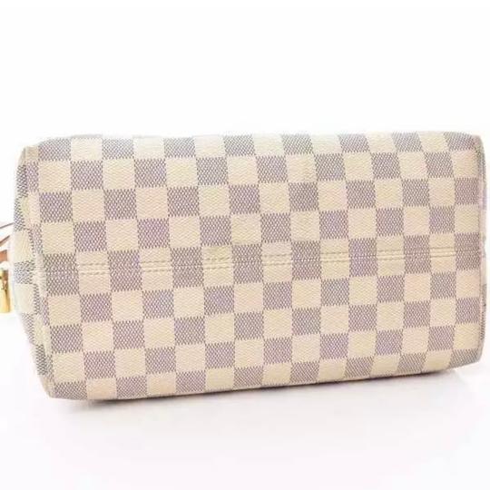 Louis Vuitton Iena Pm Rose Ballerine White Damier Azur Canvas Tote