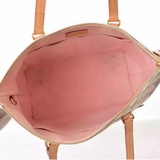 Louis Vuitton Iena Pm Rose Ballerine White Damier Azur Canvas Tote