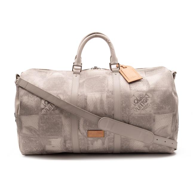 USED Louis Vuitton Keepall Bandouliere 50 Stone Grey Damier Salt Weekend/Travel Bag