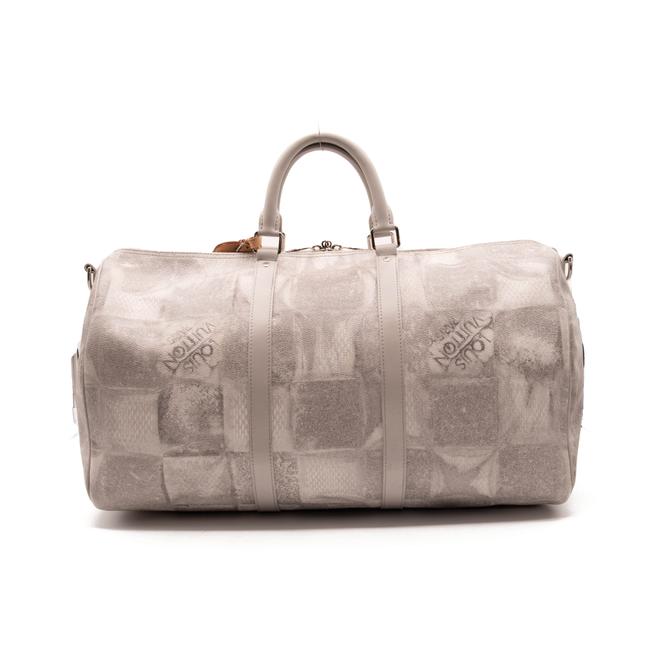 USED Louis Vuitton Keepall Bandouliere 50 Stone Grey Damier Salt Weekend/Travel Bag