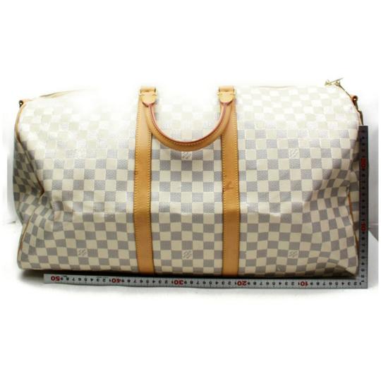 Louis Vuitton Keepall Damier Azur Bandouliere 55 White Canvas Weekend/Travel Bag