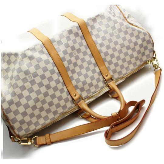 Louis Vuitton Keepall Damier Azur Bandouliere 55 White Canvas Weekend/Travel Bag