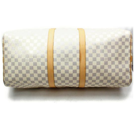 Louis Vuitton Keepall Damier Azur Bandouliere 55 White Canvas Weekend/Travel Bag