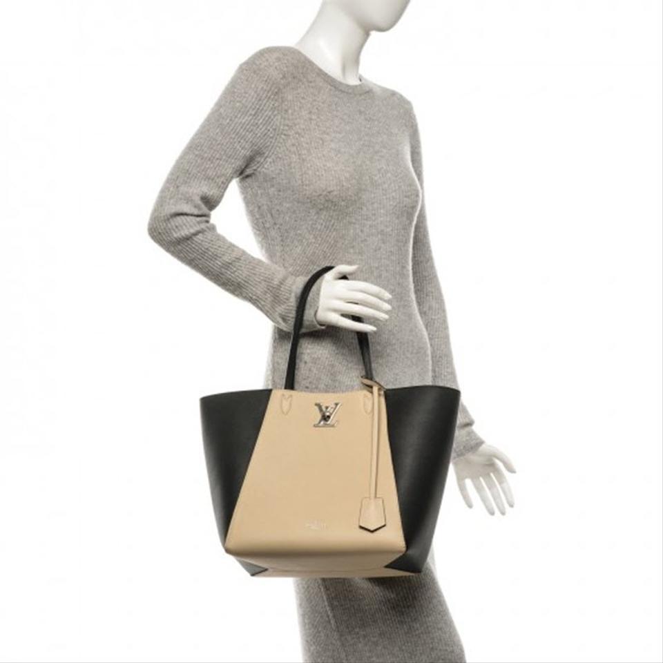 Louis Vuitton Cabas Lockme Black and Nude Vanille Beige Leather Tote