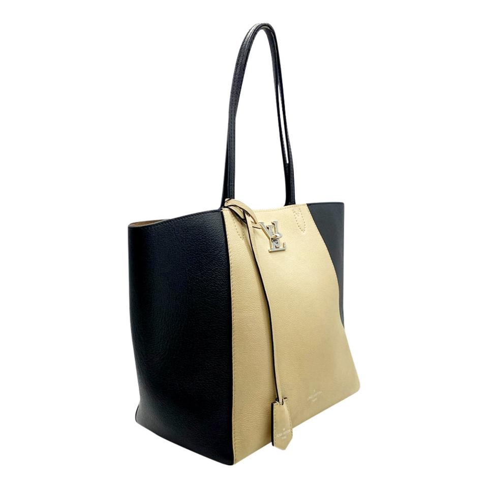 Louis Vuitton Cabas Lockme Black and Nude Vanille Beige Leather Tote