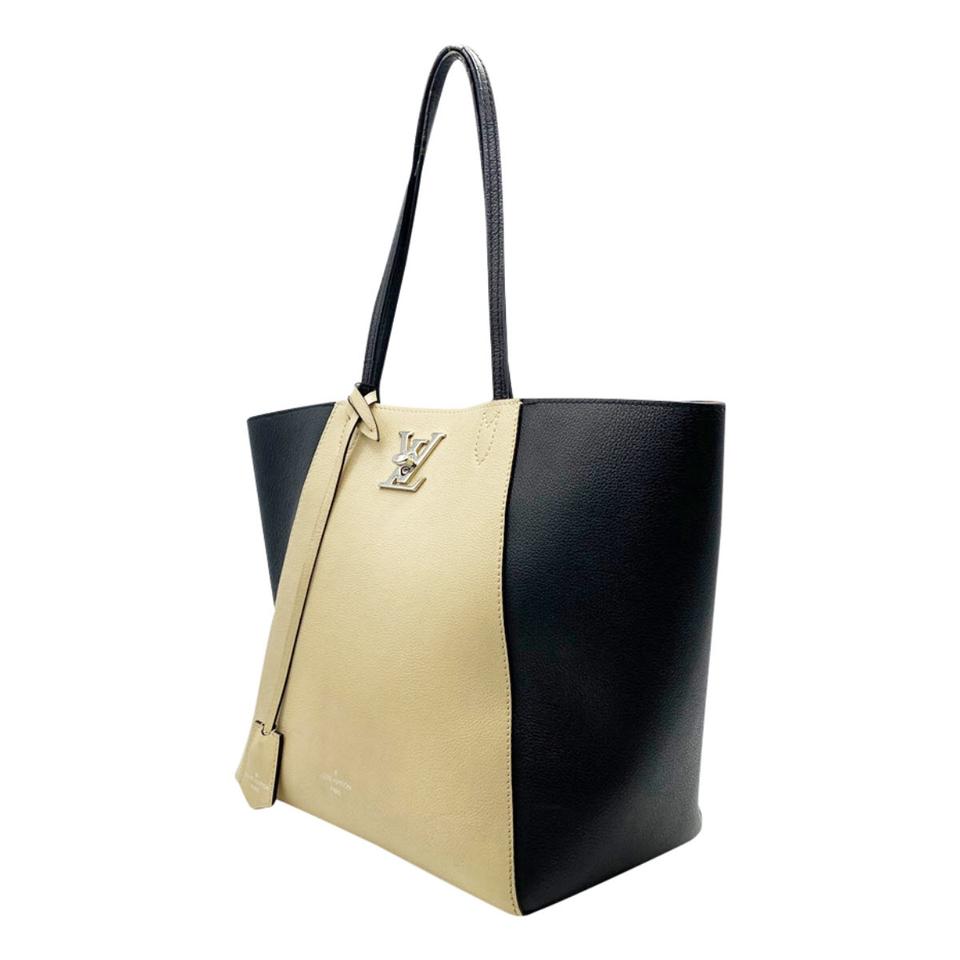 Louis Vuitton Cabas Lockme Black and Nude Vanille Beige Leather Tote