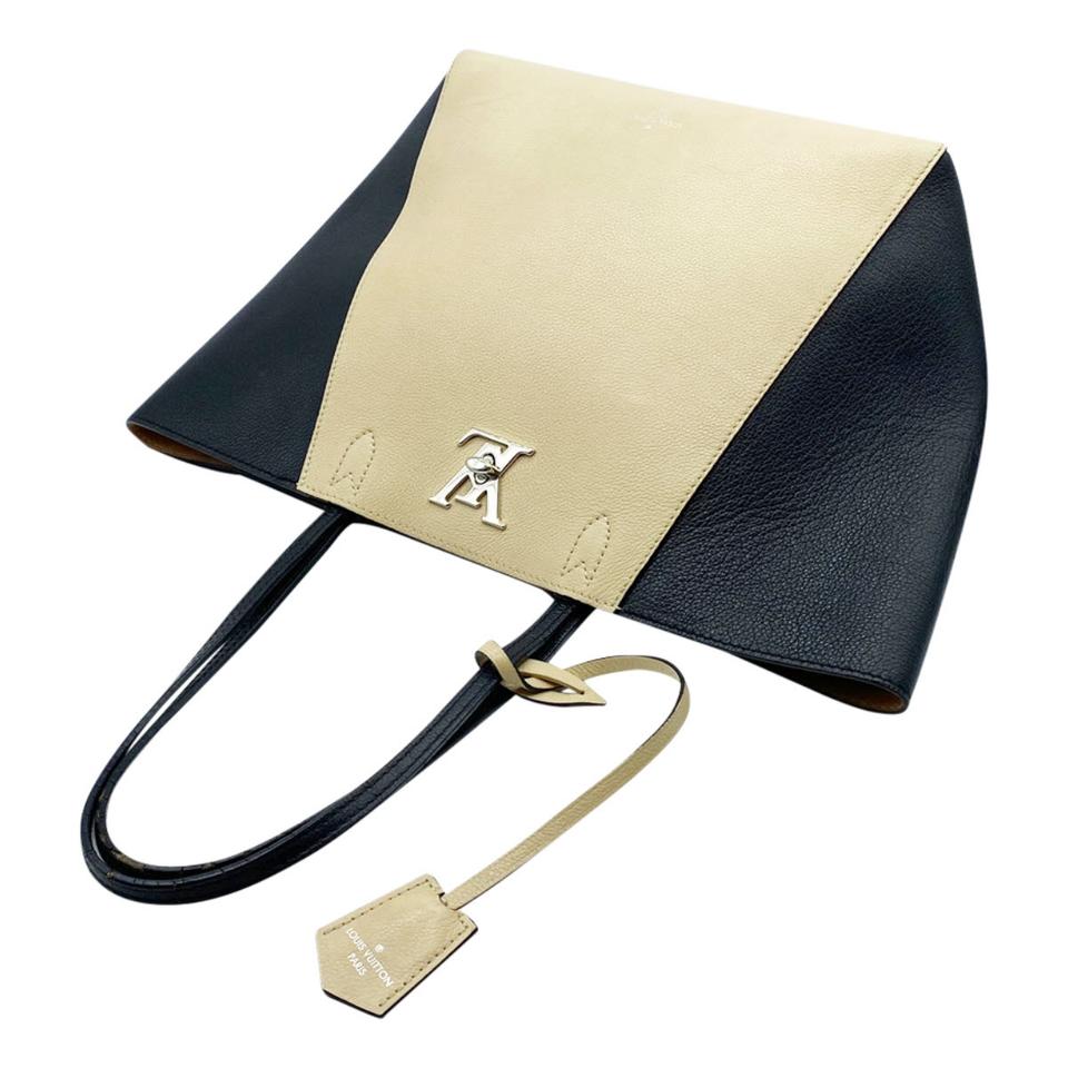 Louis Vuitton Cabas Lockme Black and Nude Vanille Beige Leather Tote