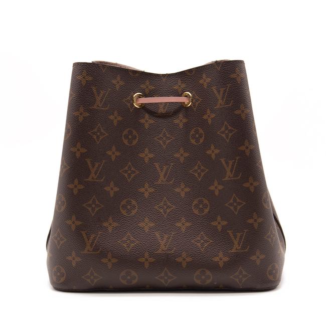 Louis Vuitton Neonoe Mm Rose Poudre Brown Monogram Canvas Shoulder Bag